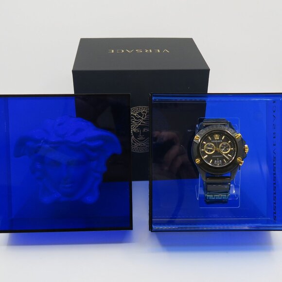 Versace VEZ700421 Black Icon Active Collection Chronograph New Unisex Watch.
